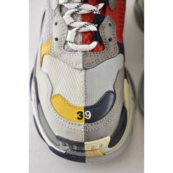 Balenciaga Triple S Split White Grey Yellow Flat Platform Sneakers 39 Mens US 6 - Picture 9 of 13